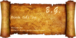 Bonk Géza névjegykártya