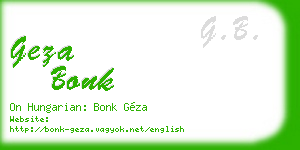 geza bonk business card
